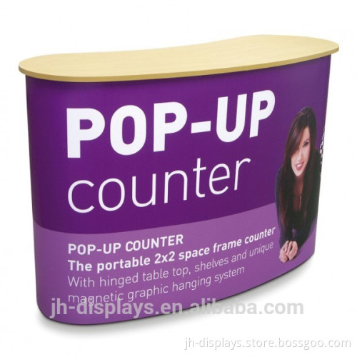 aluminum folding curved pop up promotion table